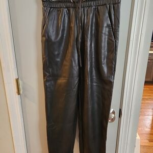 LOFT Black Faux Leather Joggers NWT